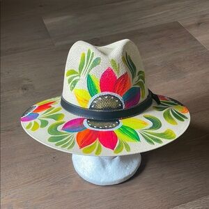 Artisanal Mexican Sombreros Hand Painted Fedora Floral Sombrero Panama Bohemian